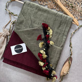 Indupriyaa Maroon Nd Chiku Handloom Khadi Cotton Saree